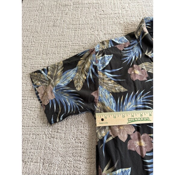 Cactus Black Label Hawaiian Shirt Men’s Med Black Blue Floral Tropical Button Up - Picture 4 of 13